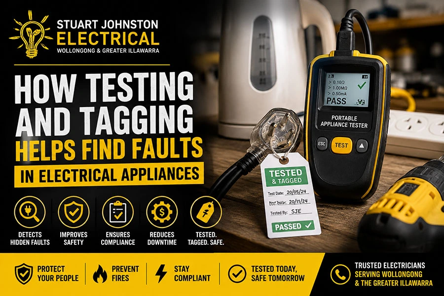 Testing and Tagging helps find faults banner